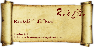 Riskó Ákos névjegykártya